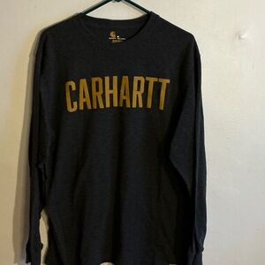 Carhartt Men's Charcoal Long Sleeve Tee with Gold Logo